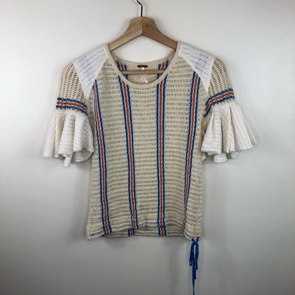 Free People Tops - Free people knit crochet short sleeve blouse small